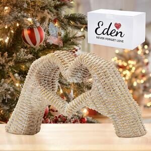 Gold Heart Hands Sculpture Room Decor Living Bedroom Bookshelf Gift for Mom Dad